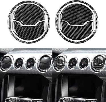NVCNX Real Carbon Fiber Compatible with Ford Mustang GT 2015-2023 2016 2017 2018 2019 2020 2021 2022 Accessories Car Center Air Vent Cover Interior Trim Sticker Decal Black 6PCs - B