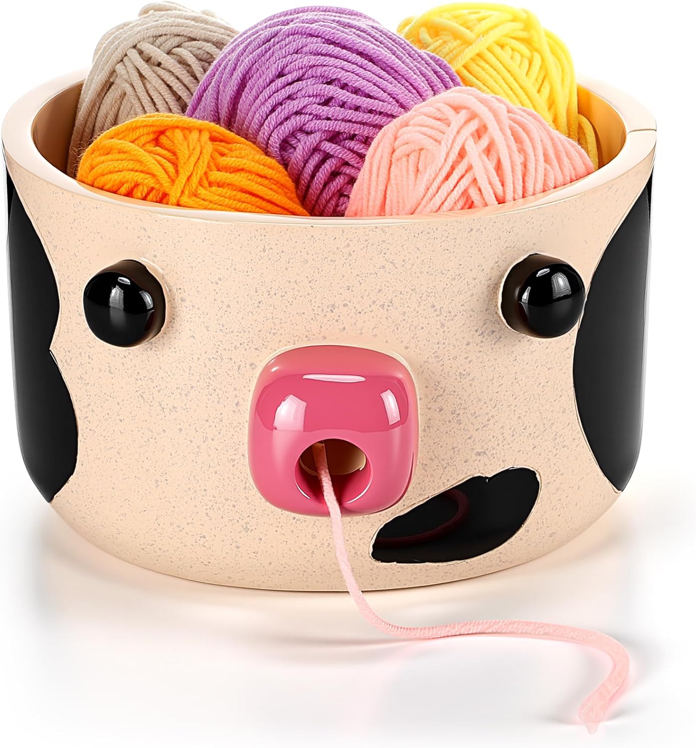 Reallnaive Yarn Bowl for Crocheting Knitting Cute Yarn Handmade Craft Knitting Bowl Large Crochet Storage Holder Accessories Gift for Beginners, Knitters Funny, Crochet Gift(Cow)