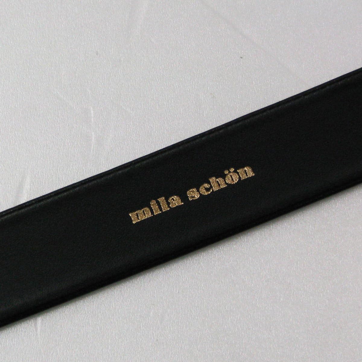 Men's バックル ベルト mila schon ミラ・ショーン 牛皮 袋縫い クロ