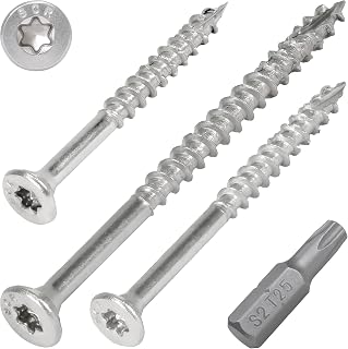 SCREW REBEL Holzschraube Edelstahl A2 6,0 x 180-25 Stück mit Teilgewinde und Sägezahn-Gewindeschliff, Cut-Spitze, Torx Antrieb TX 30, inklusive S2 Bit