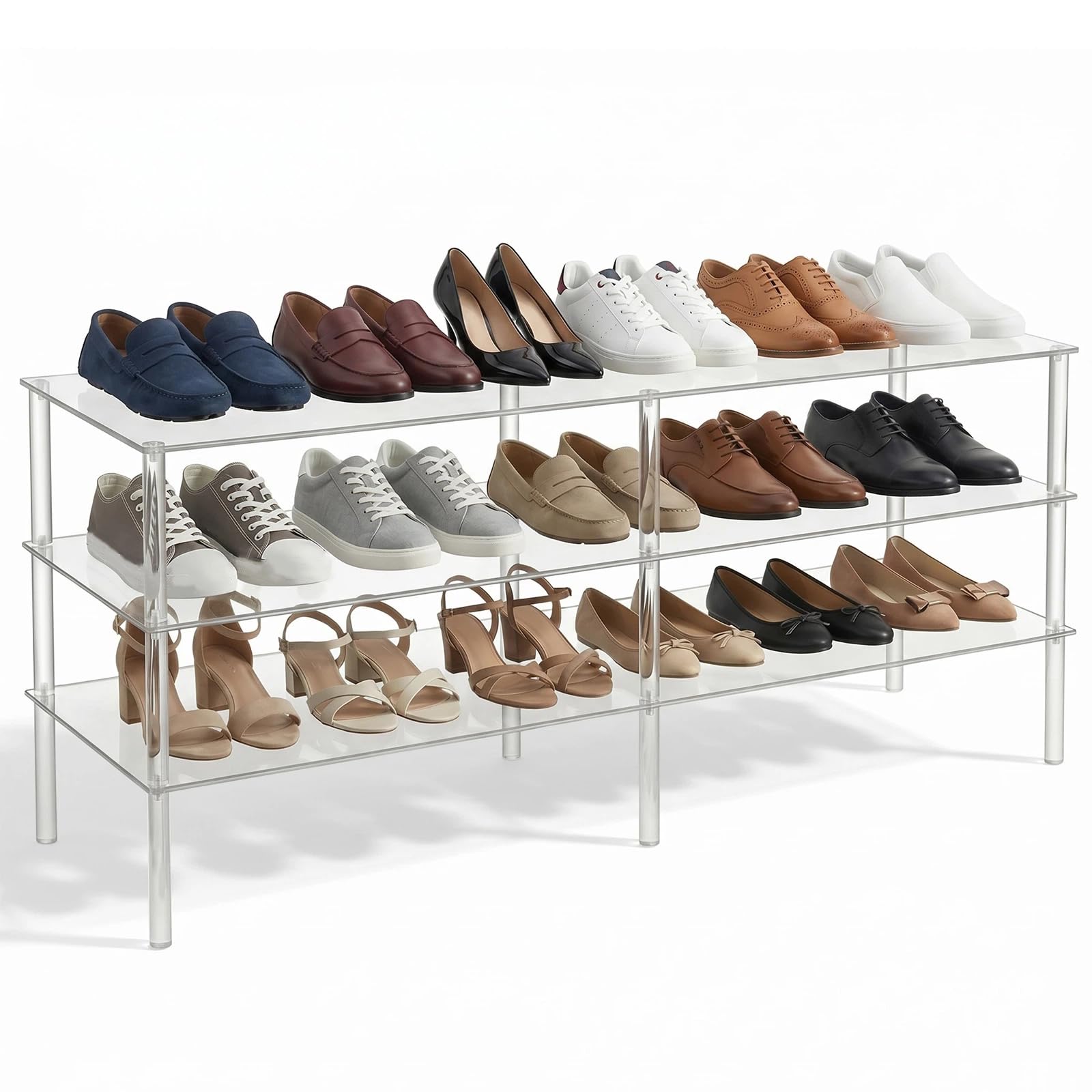 3-Tier Acrylic Shoe Shelf, Clear Acrylic Shoe Rack Organizer