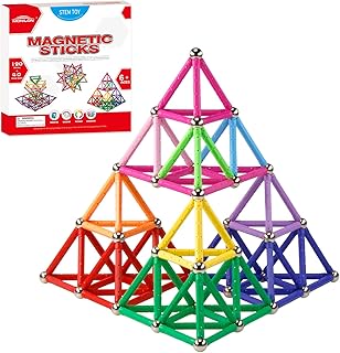 MONILON 160 Pcs Magnet Building Sticks Kids Toys, Lengthen Magnetic Construction Building Blocks Set 3D Brain Training Learning Educational DIY STEM Toys