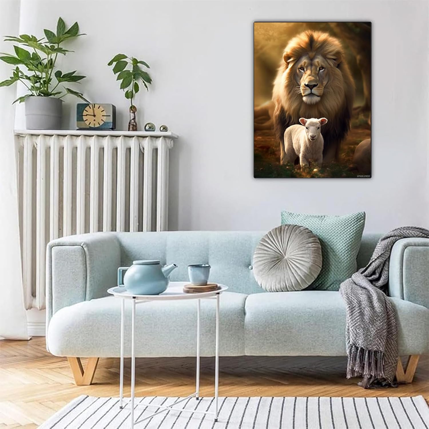 UPABLUNSO Lion and Lamb Diamond Painting Kits Animal Diamond Painting 5D DIY Paint with Diamonds Crafts for Wall Decor Office Decor 12x16in/30x40cm