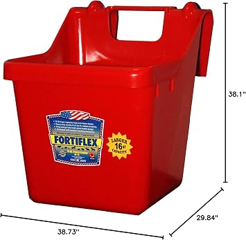 Fortiflex Hook Over Fence Feeder for Dogs/Cats and Horses, 16-Quart, Red