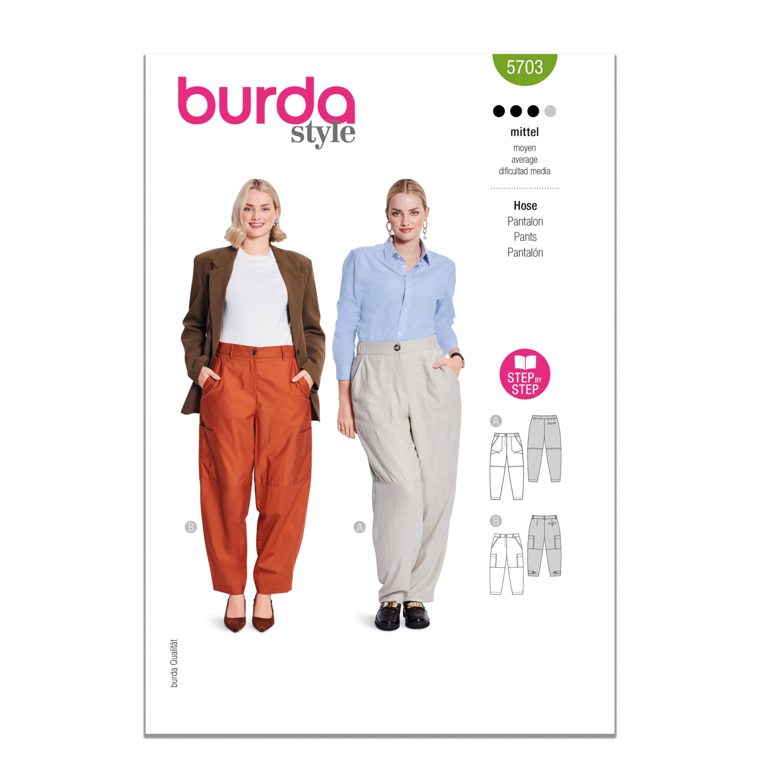 Burda Sewing Pattern X05703BURDA Burda Style Pattern 5703 Misses' Trousers 20-34 (46-60)