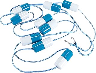 U.S. Pool Supply Pool Rope Floats To Divide Pool - Adjustable 16 to 20 Feet Safety Rope with Floating Buoys - Inground Swimming Shallow and Deep End Divider Barrier - Braided Polymer with Anchor Hooks