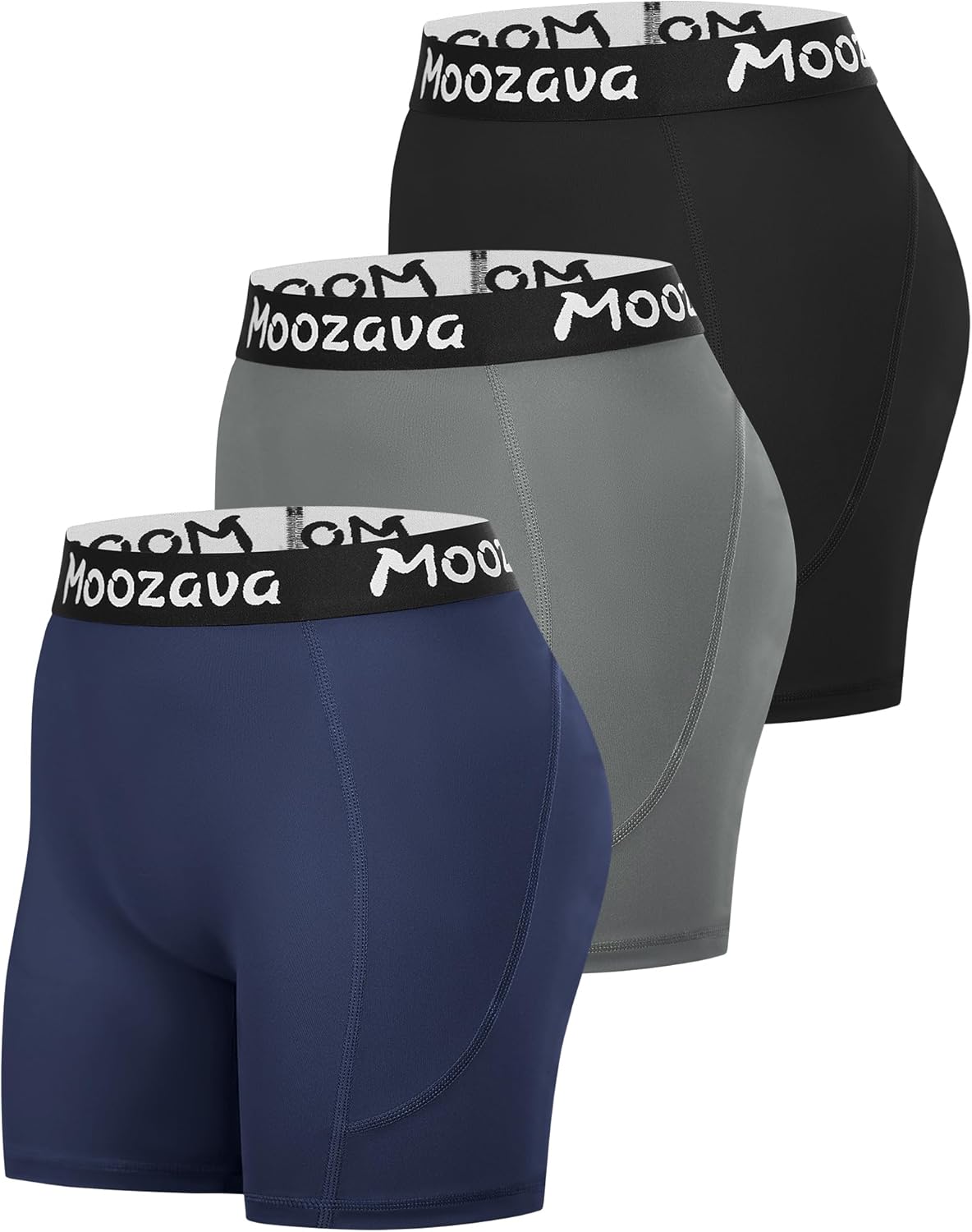 Moozava 5" Womens Spandex Volleyball Shorts 3 Pack Athletic Compression Shorts for Workout Running Gym Yoga Cycling Dance
