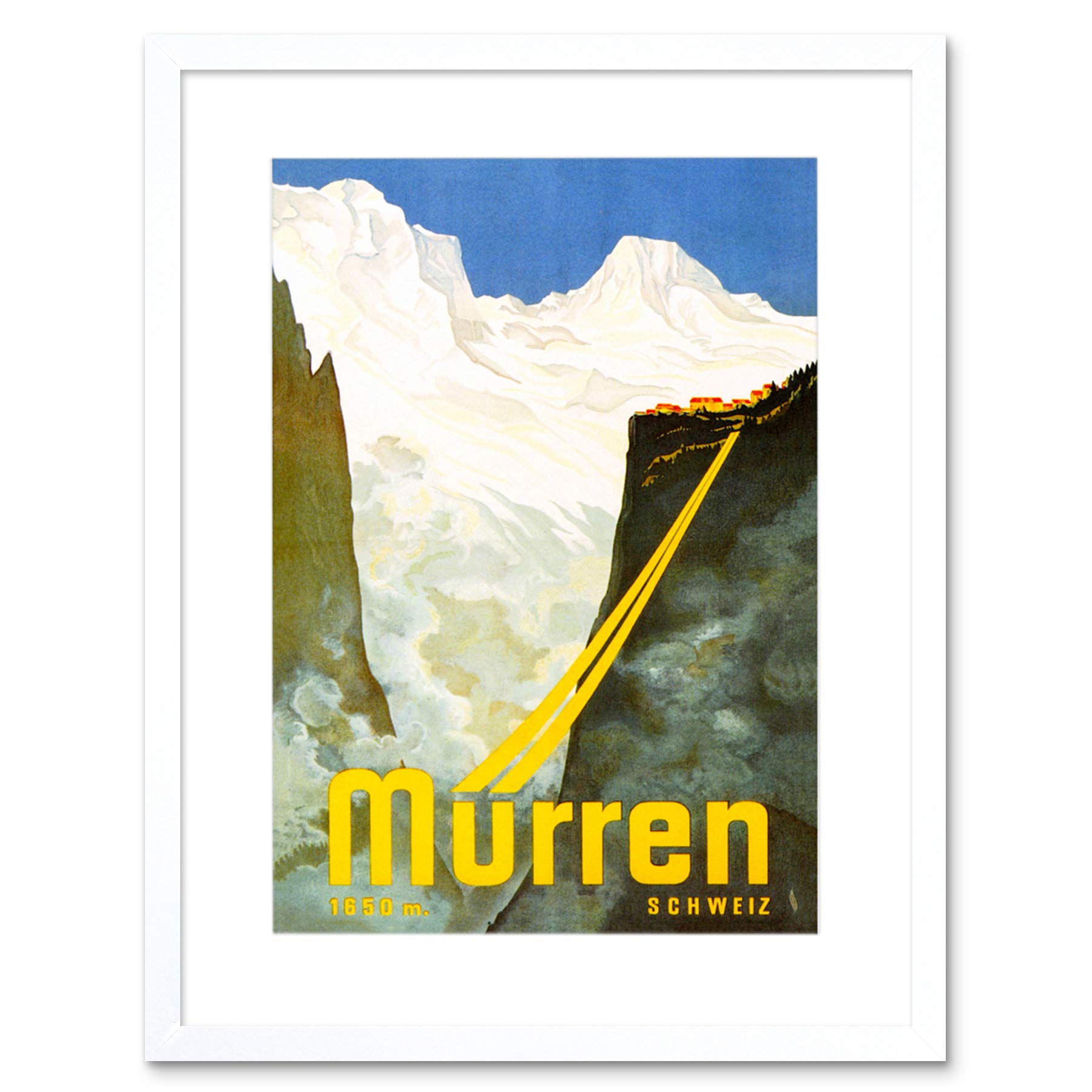 Wee Blue Coo Travel Murren Switzerland Snow Mountain Alpine Resort Ski Framed Wall Art Print