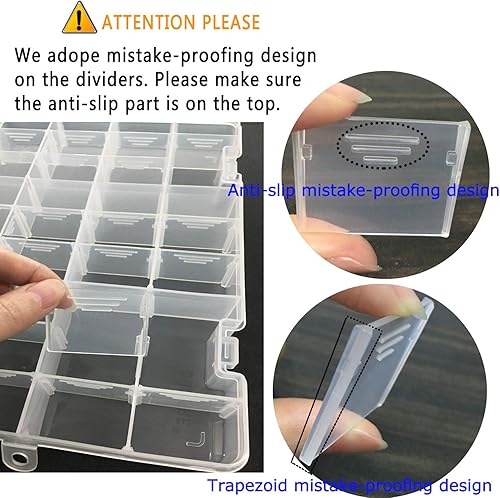 Miniatura 7 de DUOFIRE Organizador de plástico Contenedor 15 rejillas y caja de almacenamiento 34 rejillas Blanco