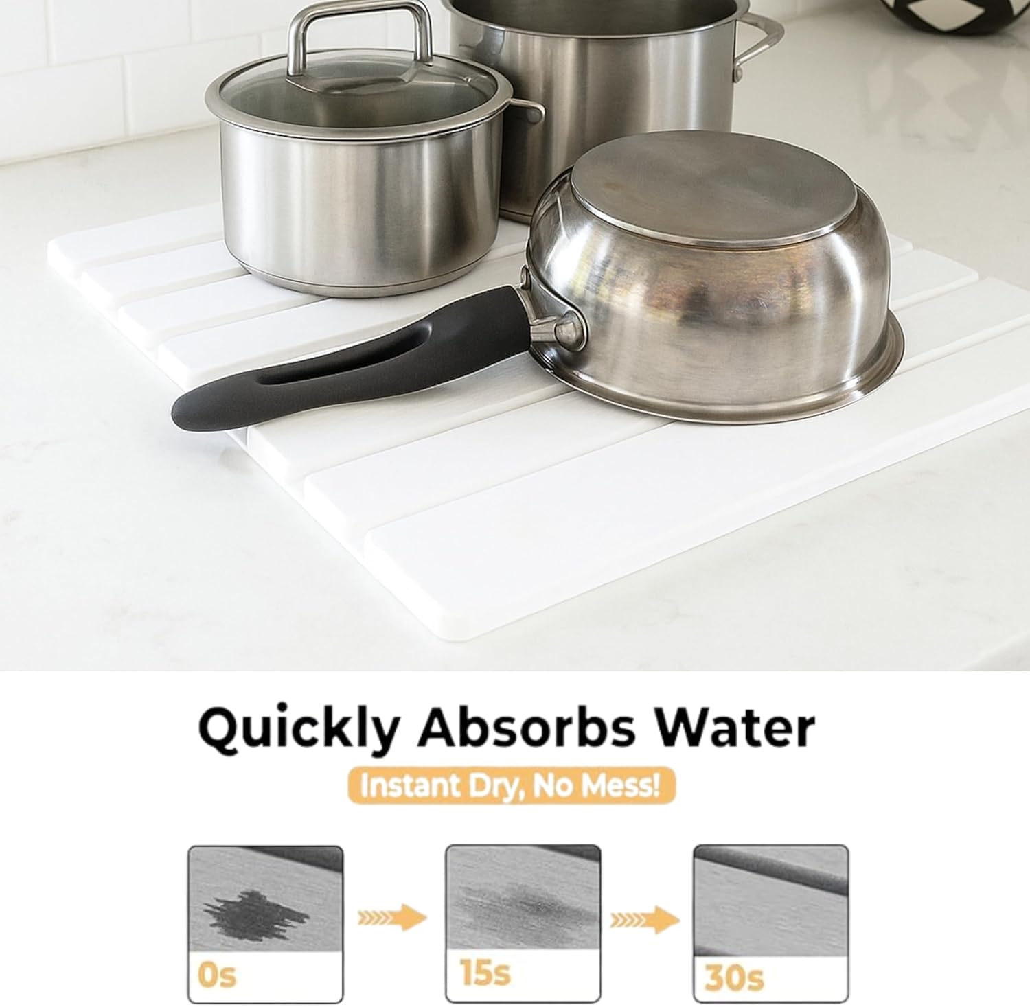 Stone Drying Mat for Kitchen Counter, Stone Dish Drying Mat, Quick Dry Stone Mat Kitchen, Drying Stone for Kitchen Counter, Drying Mat for Kitchen Counter, Stone Mat for Kitchen Sink (Grey)