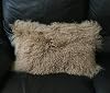 Seek4comfortable Tibetan Mongolian Pillowcase,Lamb Sheepskin Wool Fur Leather Cushion Cover Khaki, 12 x 20 in