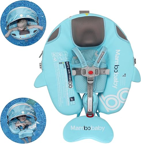 Miniatura 9 de Flotador para bebé con dosel no inflable Mambobaby Flotador para piscina, protección solar, flotador de natación para bebé, añade cola, evita