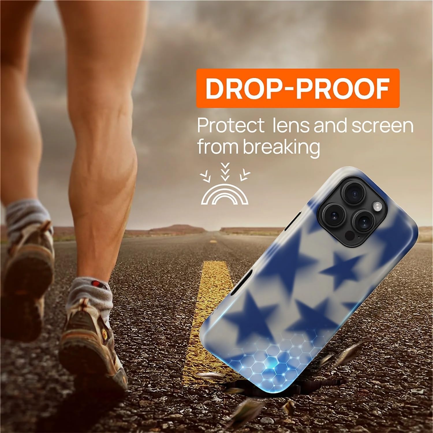 for iPhone 16 Pro Case [Compatible with Magsafe] Pattern Design Case for Women Girls Hybrid 2 Layer Hard Shell Silicone Protective Magnetic Cover,C Retro Blue Stars - Image 5