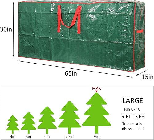 Miniatura 8 de Sattiyrch Bolsa de almacenamiento para árbol de Navidad – Se adapta a árboles desmontados de Navidad de hasta 9 pies con asas reforzadas duraderas