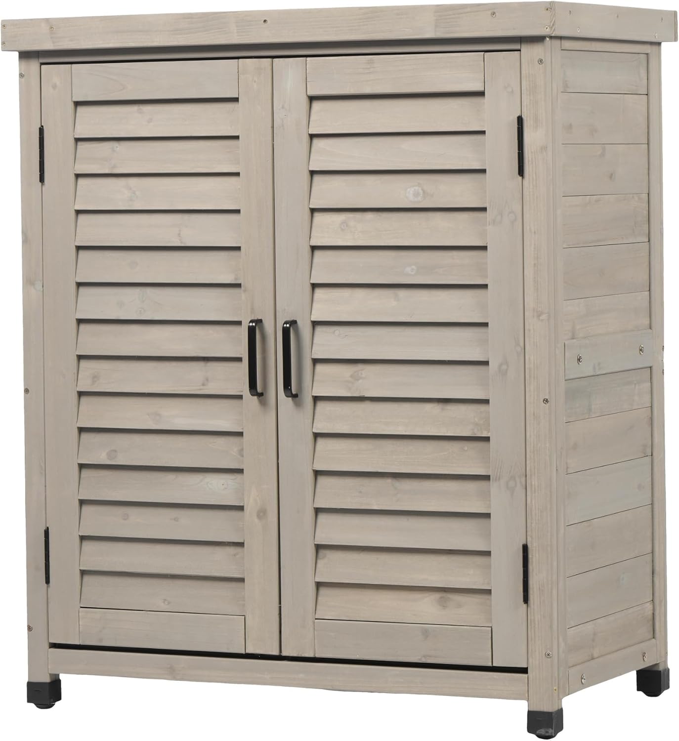 Garden Tables, Potting Tables for Outdoors, Potting Bench with Storage Cabinet and Metal Table Top for Outdoor Patio, Garden Furniture Wood Workstation Grey 31x17x36”