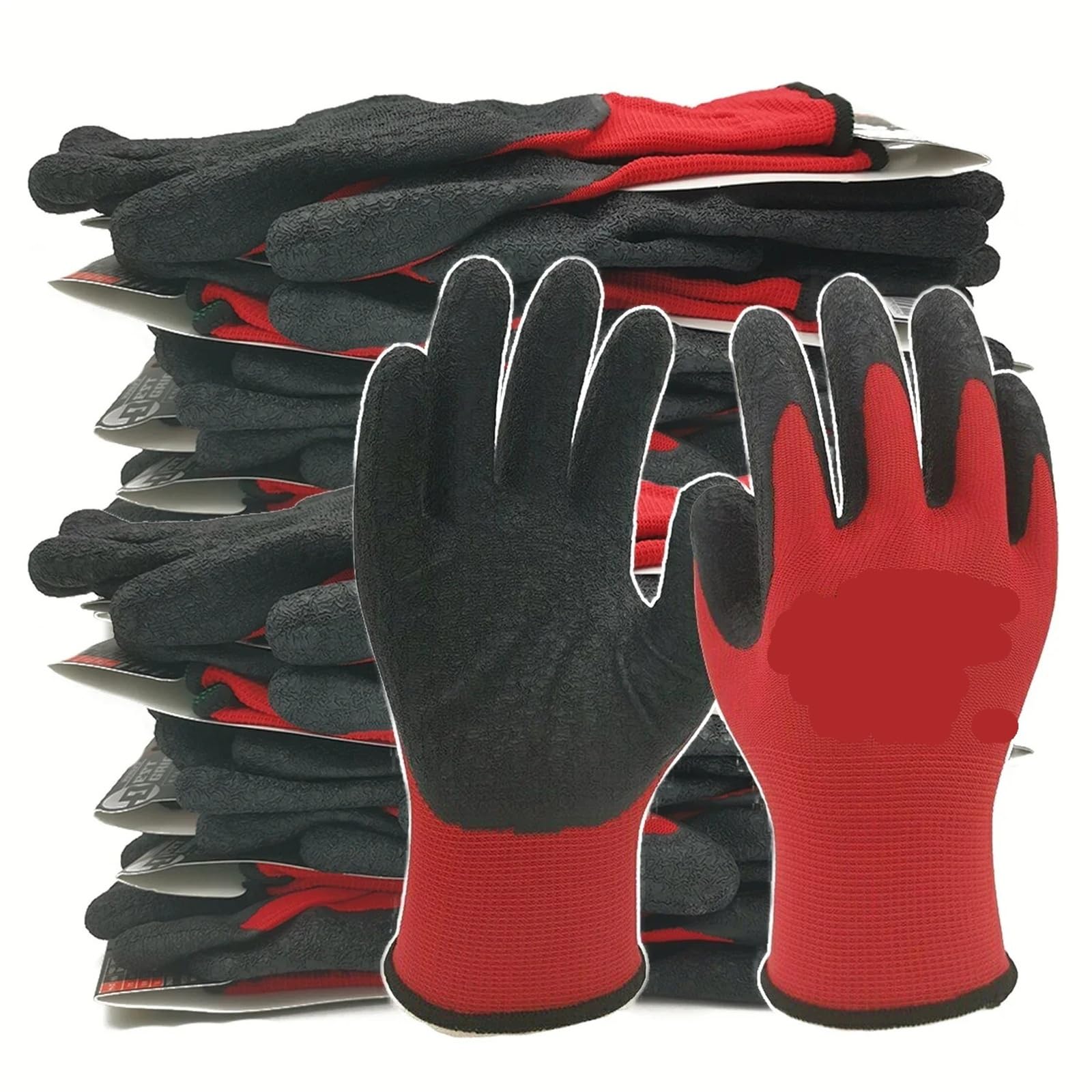 Generico 10 paia di guanti da lavoro di sicurezza in lattice di gomma spessa - Guanti antiscivolo rivestiti sul palmo for lavori di meccanica e giardinaggio(XL)