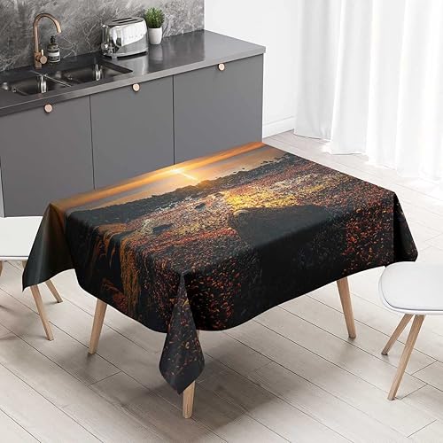 Sea and Sky Beach Scenery Mantel para Mesa Rectangular Small Picnic Table Dust-Proof Wrinkle Resistant 52 X 70 Inch