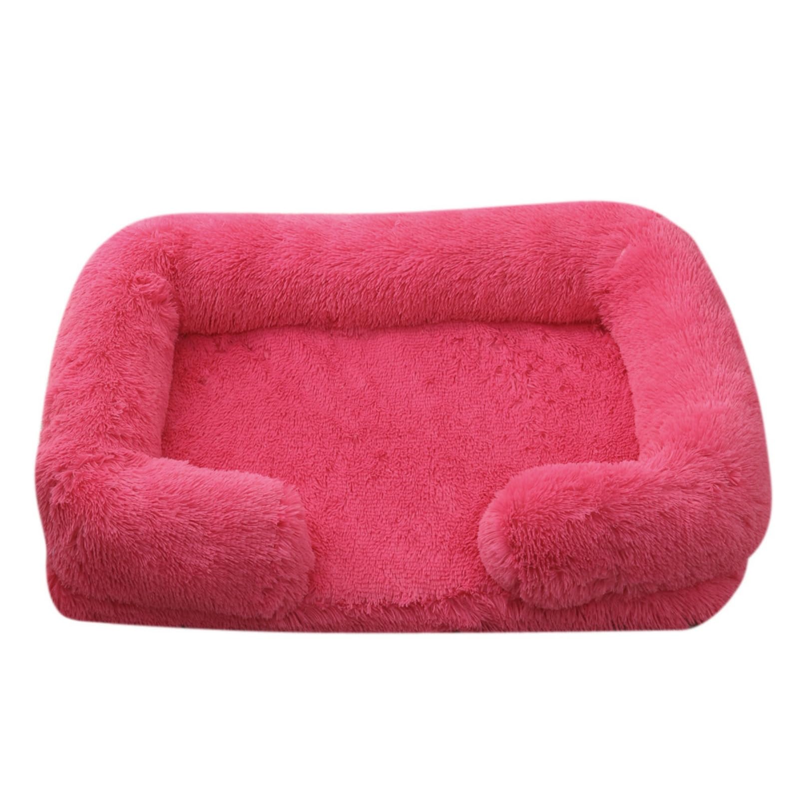 Hixingo Pet Bed Washable for Cat Dog, Anti Anxiety Calming Fluffy Puppy Bed Soft Plush Dog Mattress Warm Fluffy Pad Kitten for Living Room, Bedroom, Balcony, Balcony (Hot pink,105 * 65 * 20CM)