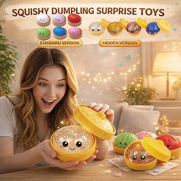 Glitter Dumpling Squishy, 2026 New Dumpling Squishy Mystery Box - 10 Colors Random Mystery Gift Box, More Surprises (red)