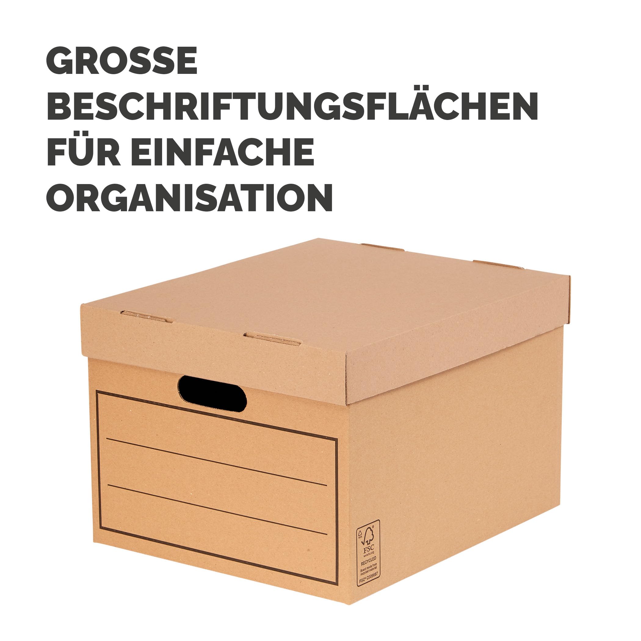 BANKERS BOX Aufbewahrungskarton mit Deckel aus stabiler B-Flute Wellpappe, braun, für Haushaltsgegenstände, Spielzeug, Dokumente, 100% recycelt und recycelbar, 10 Stück