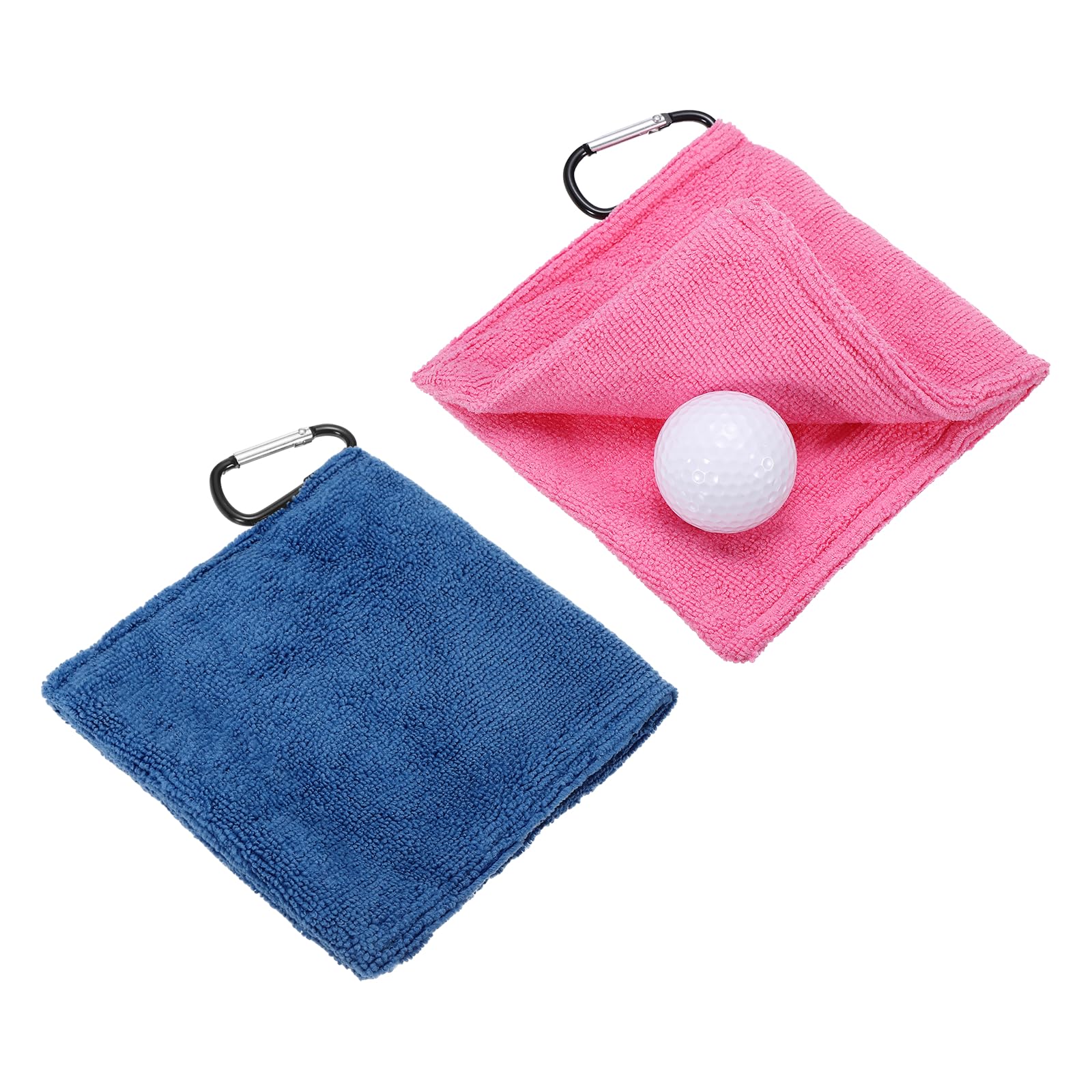 YELARXI Small Microfiber Golf Towel, Pocket Golf Ball Towel with Clip Fitting For (Bags/Carts/Clubs-Cleaning Accessories-Men/Women) 6 Inch & 2 Pack & Dark Blue/Rose Red
