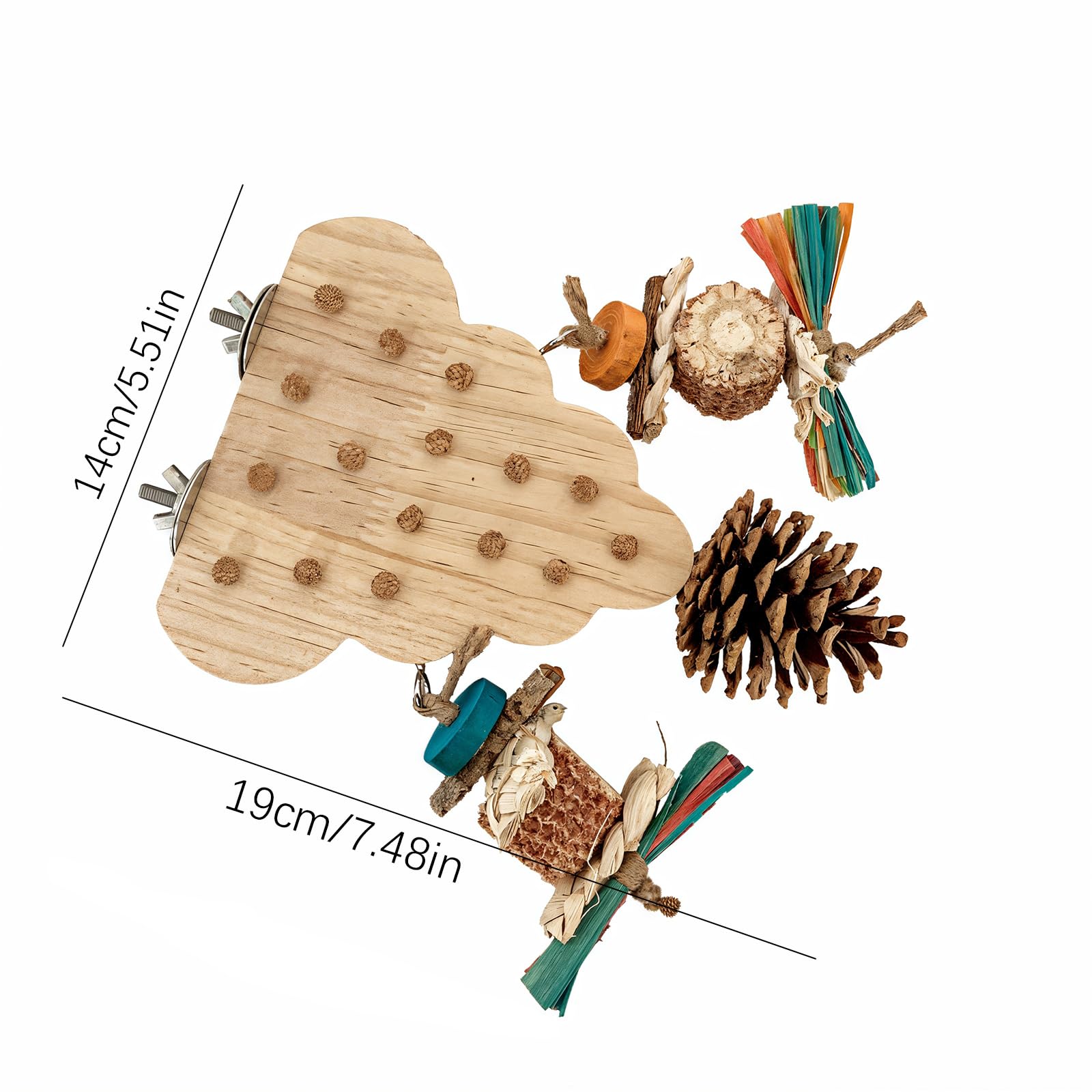 Parrot Toys, Parrot Wooden Toys Long Tailed Bird Toys with Pure Natural Corn Sticks and Pure Natural Pine Cones, Fun Bird Cage Accessories - image 6
