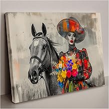 Canvas Wall Art | Wall Pictures | Canvas Pictures For Wall | Wall Canvas | Kitchen Canvas Wall Art | Living Room Canvas | Woman and Horse Abstract Art