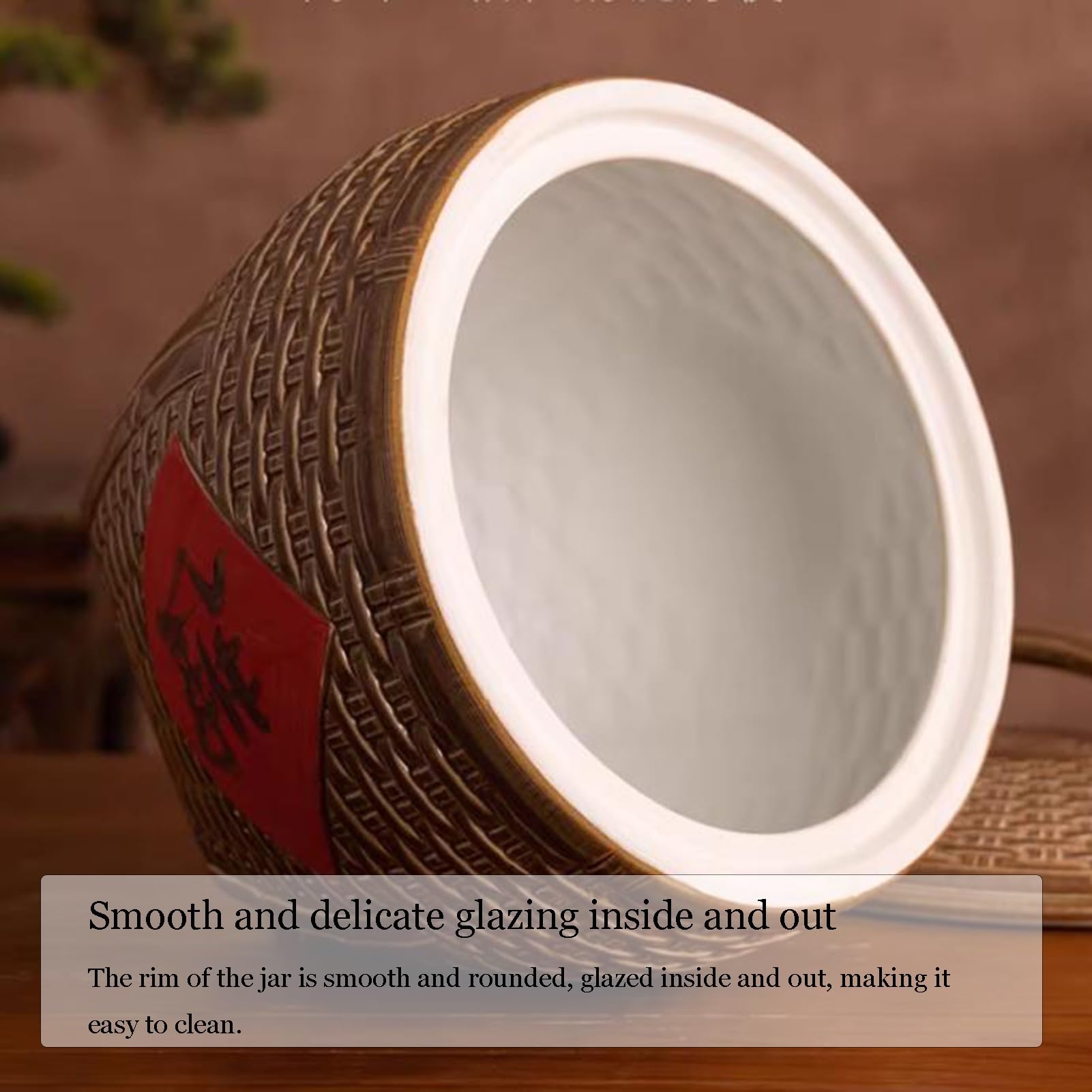 Ceramiczny pojemnik do przechowywania żywności, duży organizer kuchenny i spiżarnia na ziarna, ryż, soję, kukurydzę, mąkę, płatki owsiane z pokrywką