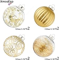 Vista 2 de XmasExp Juego de 8 piezas de adornos de bolas de Navidad - Esferas grandes de plástico transparente inastillable para árbol de Navidad, bolas