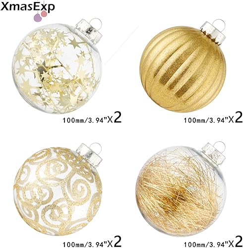Miniatura 2 de XmasExp Juego de 8 piezas de adornos de bolas de Navidad - Esferas grandes de plástico transparente inastillable para árbol de Navidad, bolas