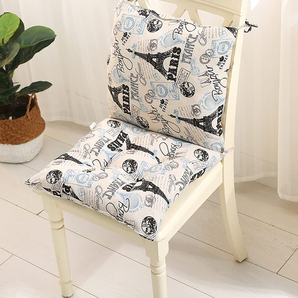 YAOTT Garden Chair Cushion Comfort One-Piece Style Seat Cushion Square Cushion with Ties Siamese Soft Chair Seat Pad and Back Cushion Retro Printed Padded Chair Pads for Home Office Dining Armchair