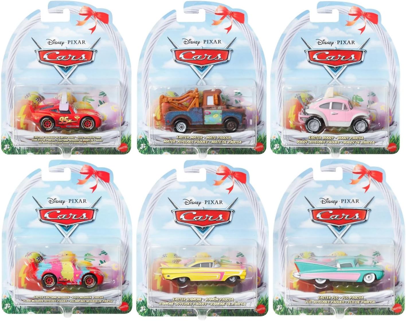 Disney Pixar Cars Easter Diecast Vehicles, 6-Pack Collection, Lightning McQueen, Mater, Holiday Theme HTY61-963C