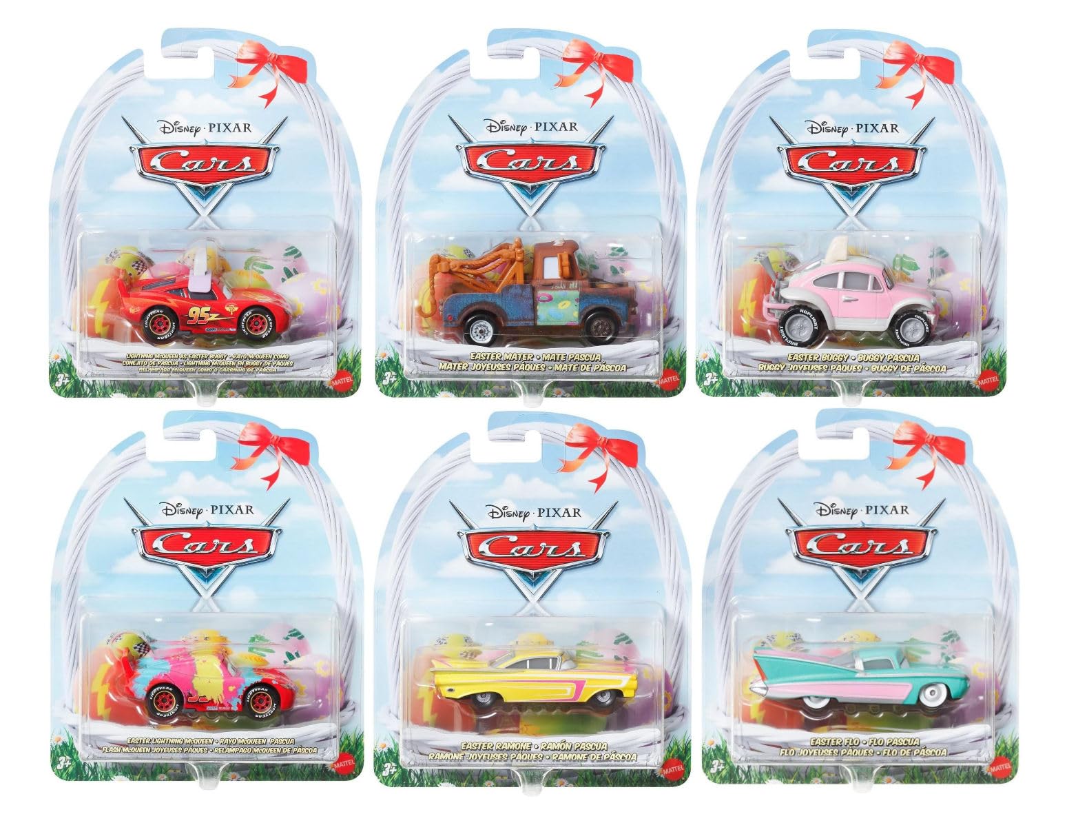 Disney Pixar Cars Easter Diecast Vehicles, 6-Pack Collection, Lightning McQueen, Mater, Holiday Theme HTY61-963C