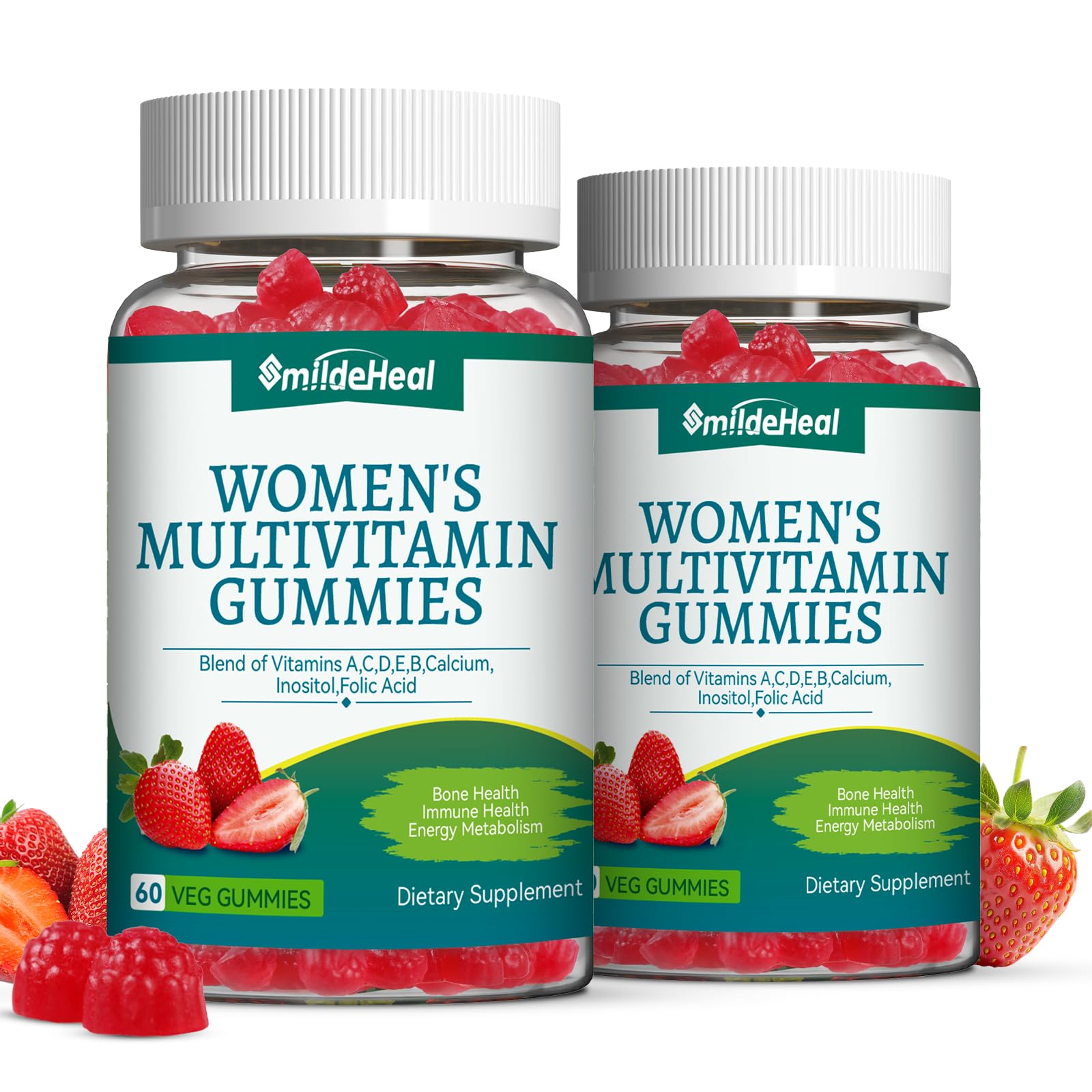 Multivitamin Gummy for Women 50 and Over, 120 Vegan Count Strawberry Flavor 60 Count (Pack of 2)