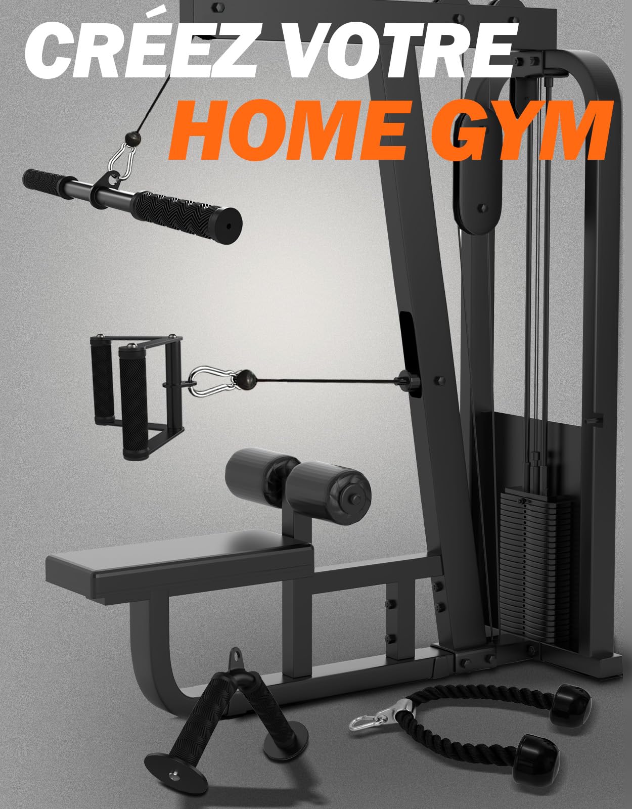 Fitarc Ensemble d'accessoires pour machine à câble, barres de tirage pour équipement de musculation à domicile, accessoire de tirage triceps pour accessoires de salle de sport à la maison