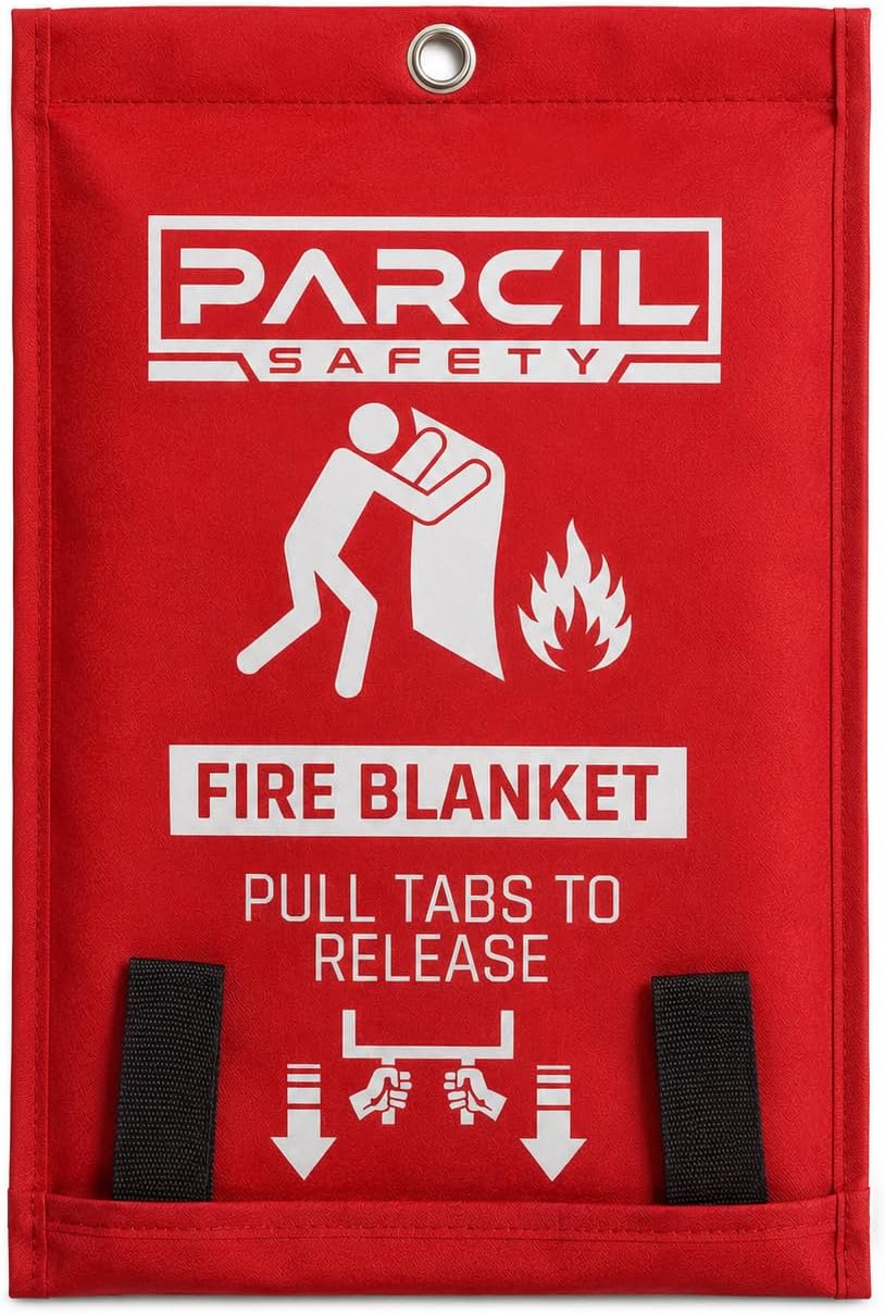 Parcil Distribution Large Fire Extinguisher Blanket. Chemical Free, No Mess, Easy to Store, Fire Extinguisher size 1.2x1.8- White