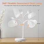 GyroVu Lampes de bureau pour la maison, LED Lampe de lecture, lampe de table, soins oculaires 5000K Lumière de jour, réglable Gooseneck lampe de bureau pour la chambre de dortoir du collège, chambre, bureau(blanc)