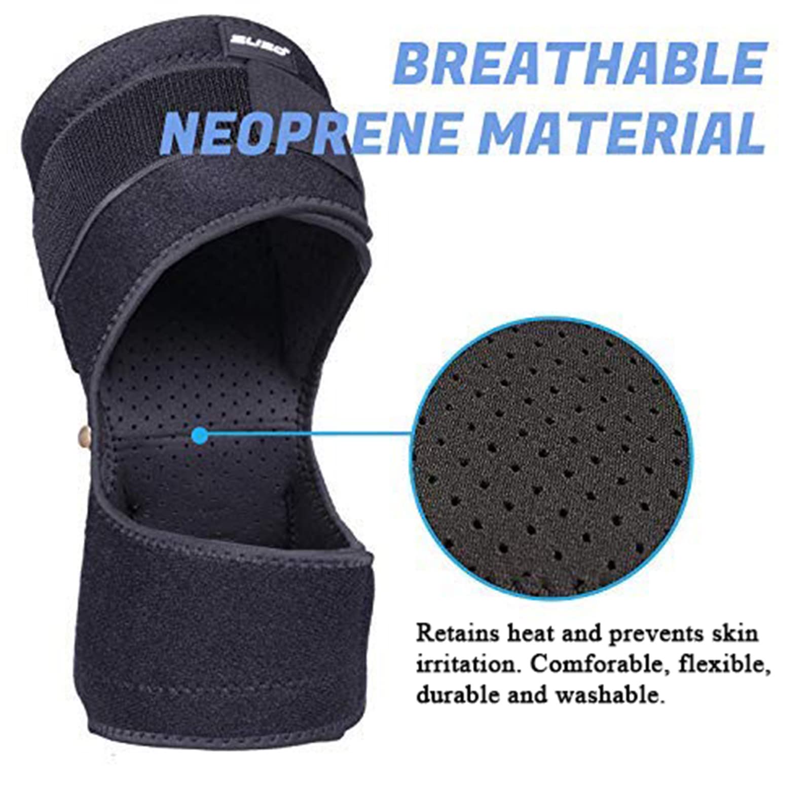 Ortezy kolana na ból i wsparcie kolana, 2-pak Power Knee Stabilizer Joint Support Sprężynowa podkładka stabilizująca kolano do uprawiania turystyki pieszej, wspinaczki po schodach, wspinaczki górskiej,Black