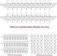 Vista 2 de 48 piezas de pendientes de sublimación en blanco MDF accesorios de decoración de Halloween de doble cara transferencia de calor de Halloween