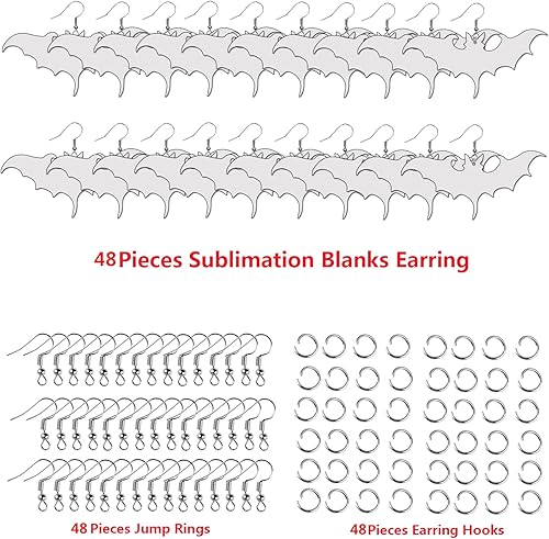 Miniatura 2 de 48 piezas de pendientes de sublimación en blanco MDF accesorios de decoración de Halloween de doble cara transferencia de calor de Halloween