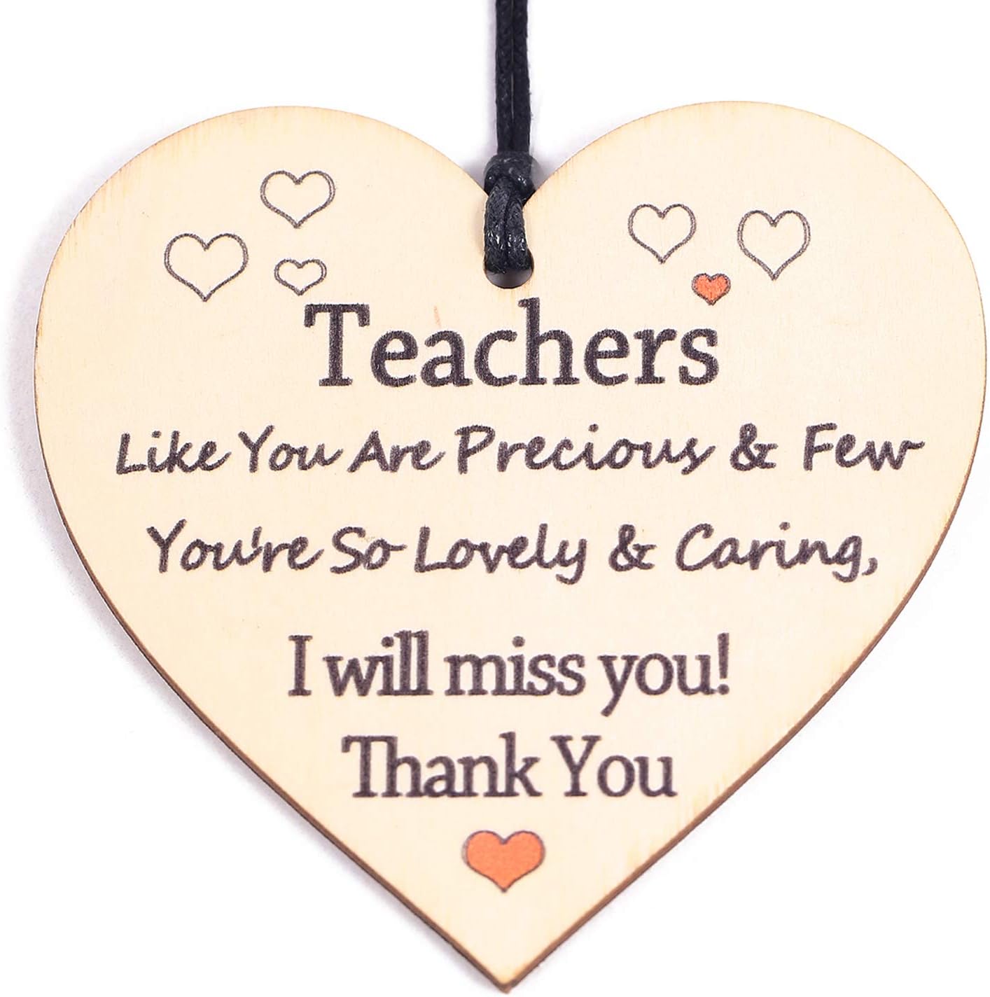 HONZEE Teacher Gifts,Thank You Gift for Teachers Are Precious Wooden Hanging Heart Best Teacher Gift for Women
