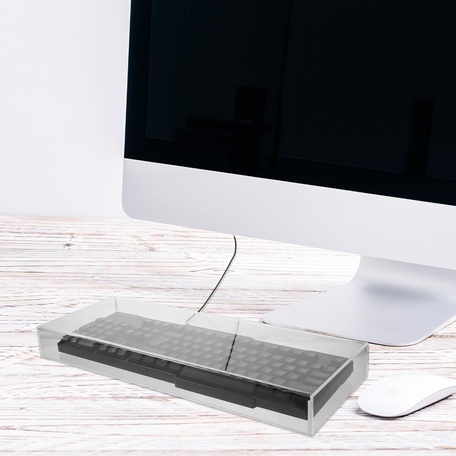 Funda para Teclado Acrílica Transparente Protección Antipolvo y Resistente a Salpicaduras Tamaño Mediano 475X175X48Mm Cubierta para Teclado Mecánico Doméstico