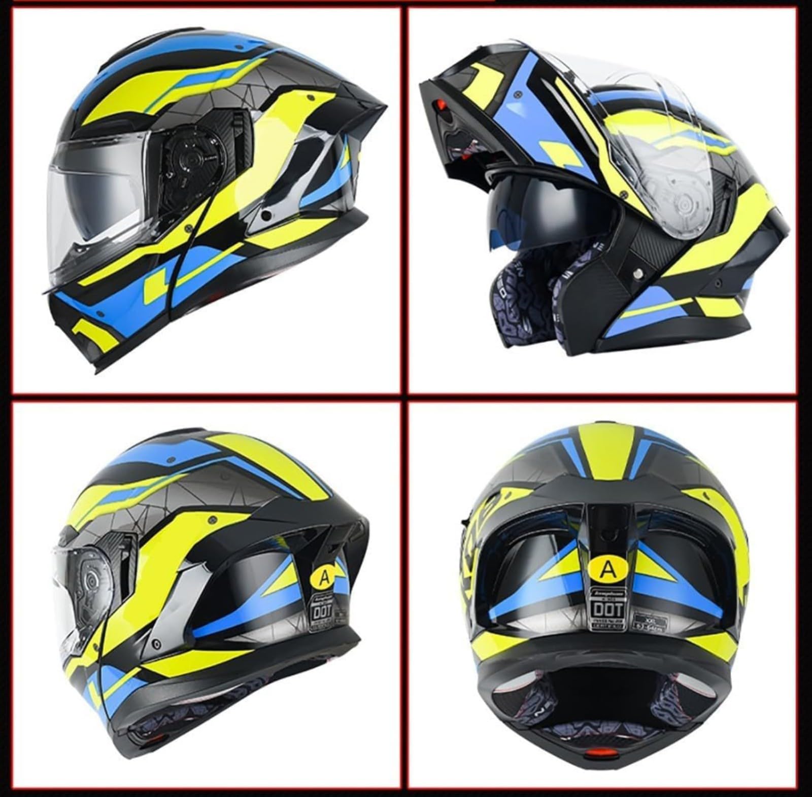 Kask motocyklowy Flip Up Modułowy Kask Integralny Kask Integral ECE Integral Modułowy Kask Motocyklowy z podwójną soczewką O, L = 59 ~ 60 cm