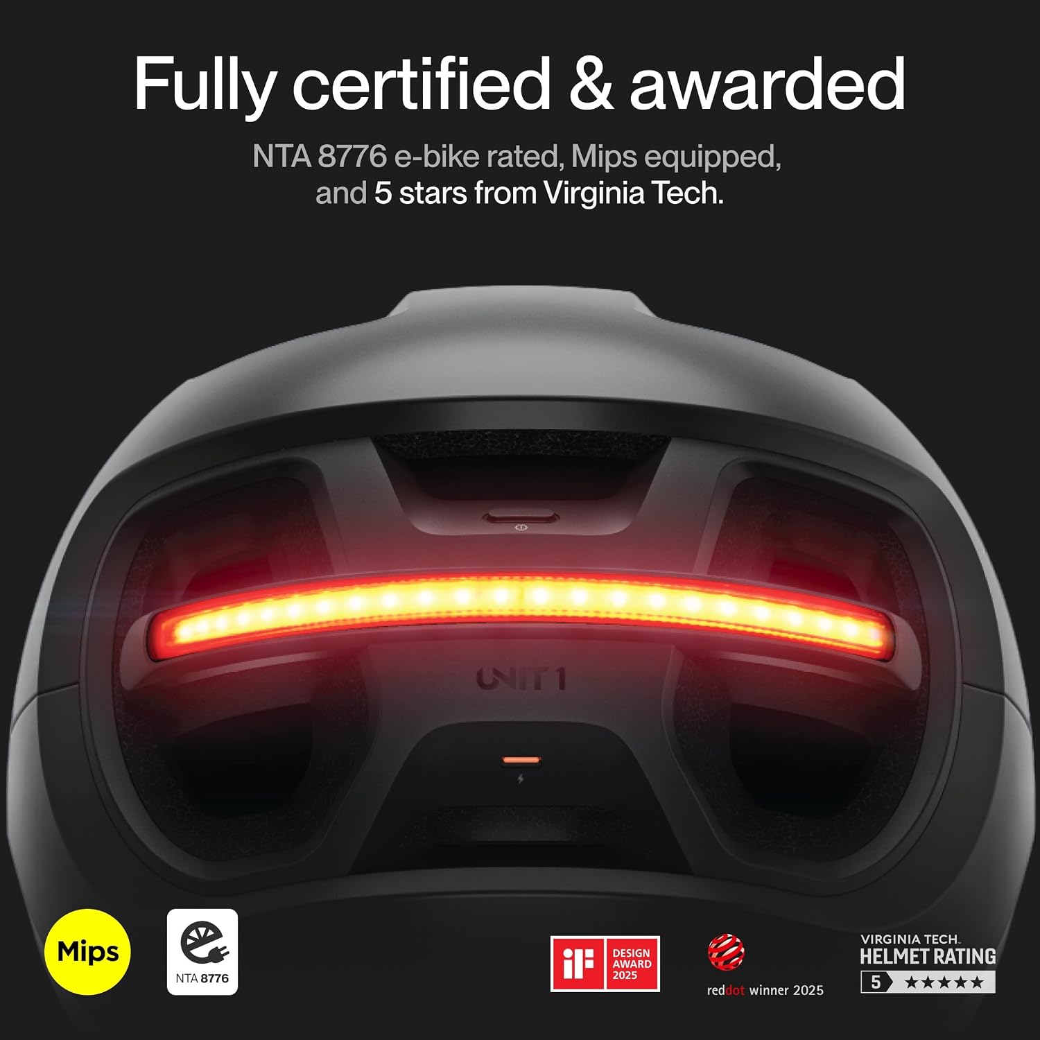 UNIT 1 AURA Smart E-Bike Helmet with Turn Signals & Brake Light image 3
