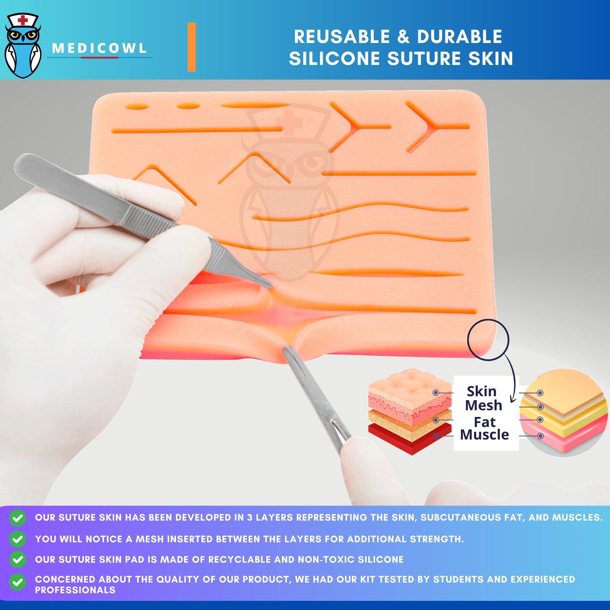 Zestaw do treningu szwów | szkolenie szwów + kurs wideo w języku niemieckim | 33 sztuki w etui wachlarzowym | symulator szwów silikonowych || zestaw do ćwiczeń szwów ranowych | idealny prezent dla studentów medycyny (czarny)
