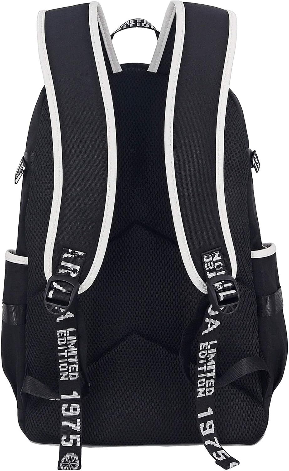 Roffatide Anime Monokuma Printed Backpack Schoolbag Laptop Rucksack with USB Charging Port & Headphone Port Black