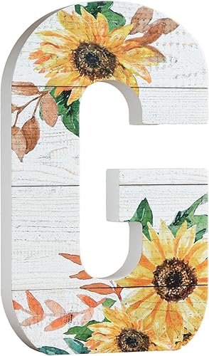 Miniatura 9 de COLLECTIVE HOME - Letras de madera de 10 pulgadas para decoración de pared, decoración del alfabeto de mesa de girasol, decoración de granja