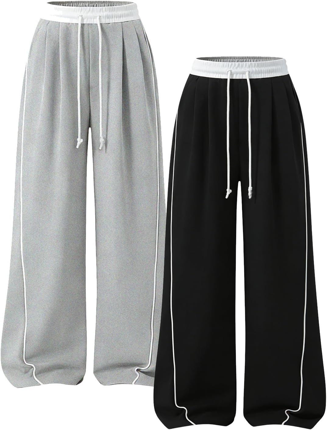 2 Pack Teen Girls Sweatpants Wide Leg High Waist Sweat Pants with Pockets Size 7-14