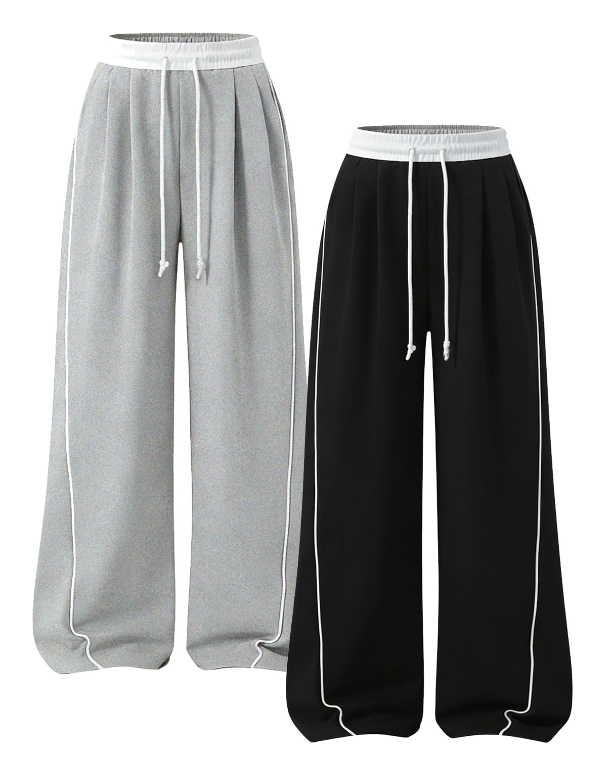 2 Pack Teen Girls Sweatpants Wide Leg High Waist Sweat Pants with Pockets Size 7-14