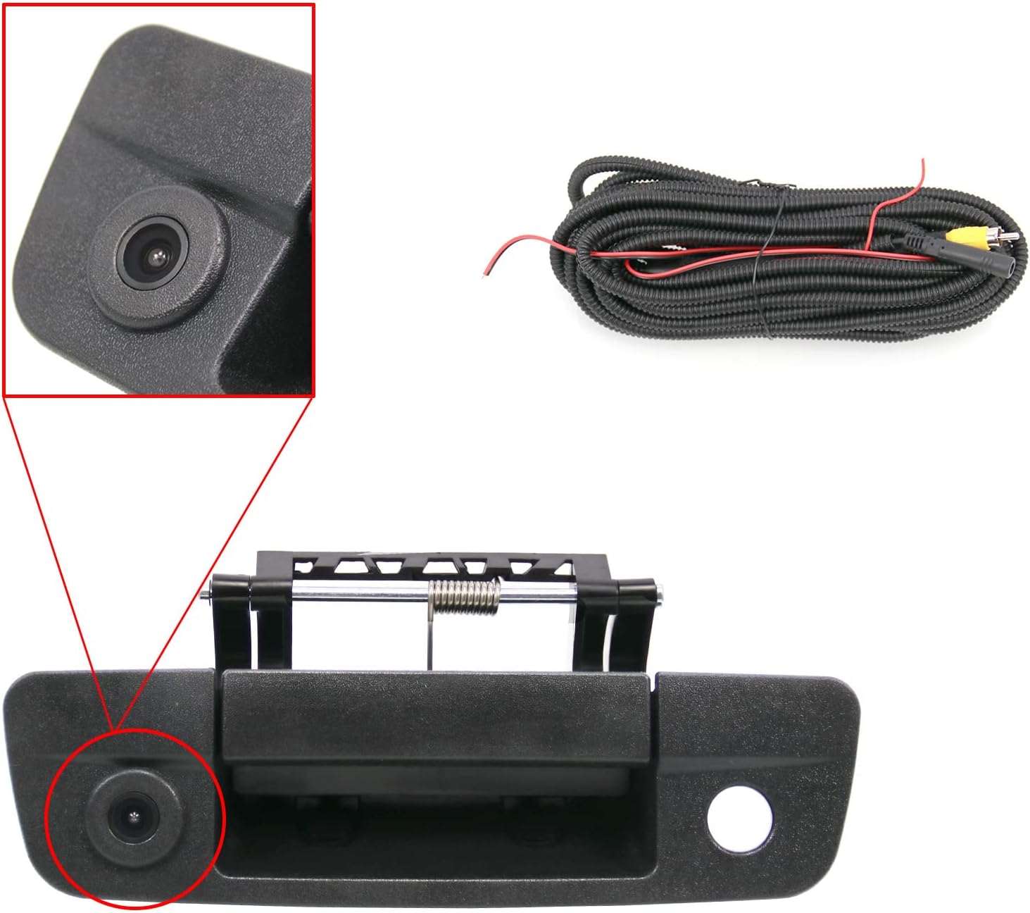 Tailgate Handle Backup Camera Rear View Compatible with 2009-2017 Dodge Ram 1500 2500 3500（RCA Connector）